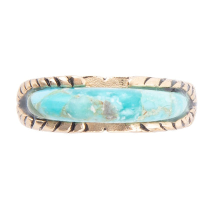 Blue Turquoise Line Golden Ring Barse Jewelry