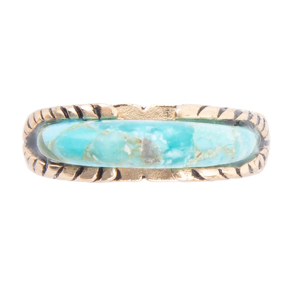 Blue Turquoise Line Golden Ring Barse Jewelry