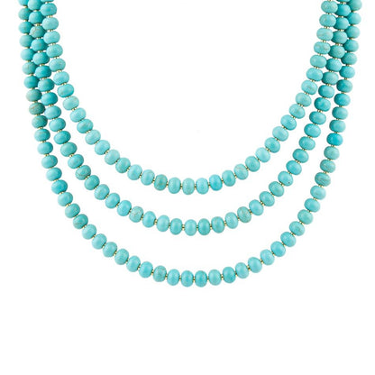 Blue Turquoise Magnesite Golden Necklace Barse Jewelry