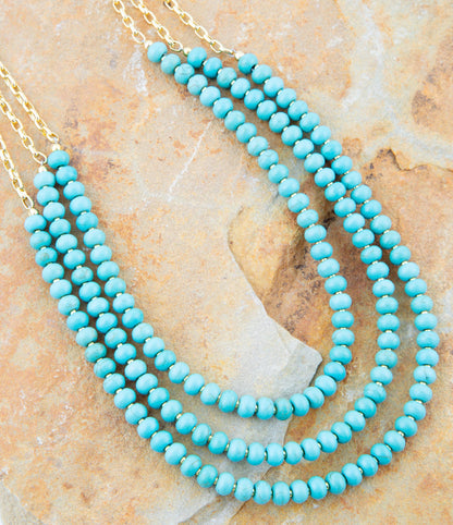 Blue Turquoise Magnesite Golden Necklace Barse Jewelry