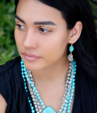 Blue Turquoise Magnesite Stone Knotted Necklace Barse Jewelry