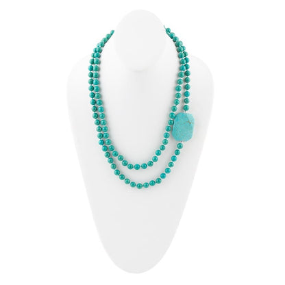 Blue Turquoise Magnesite Stone Knotted Necklace Barse Jewelry