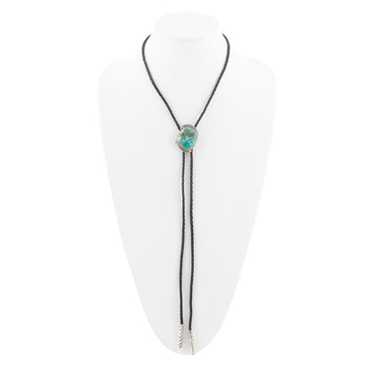 Blue Turquoise Matrix Sterling Silver Bolo Tie Necklace Barse Jewelry
