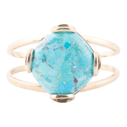 Blue Turquoise Rhombus Statement Cuff Bracelet Barse Jewelry