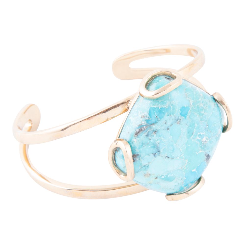 Blue Turquoise Rhombus Statement Cuff Bracelet Barse Jewelry