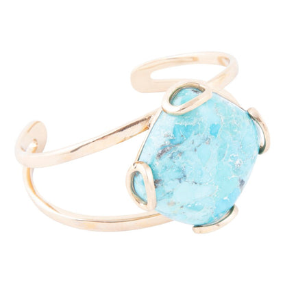 Blue Turquoise Rhombus Statement Cuff Bracelet Barse Jewelry
