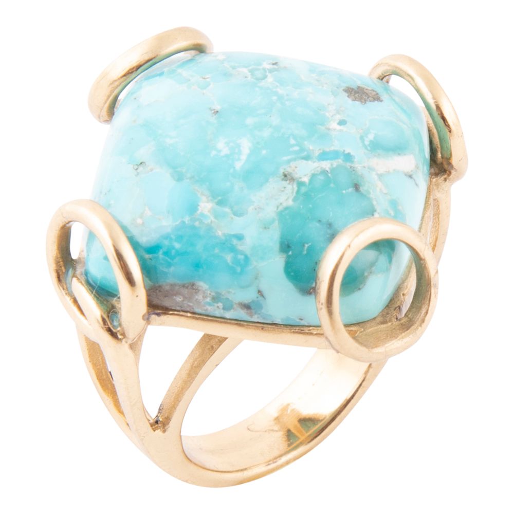 Blue Turquoise Rhombus Statement Ring Barse Jewelry