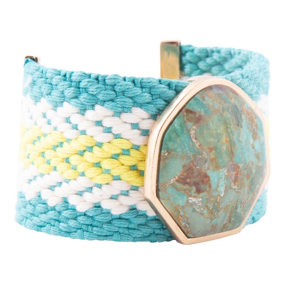 Blue Turquoise Textile Blues Woven Bracelet Barse Jewelry