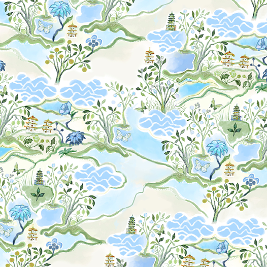 Scalloped Runner | Blue Pagoda