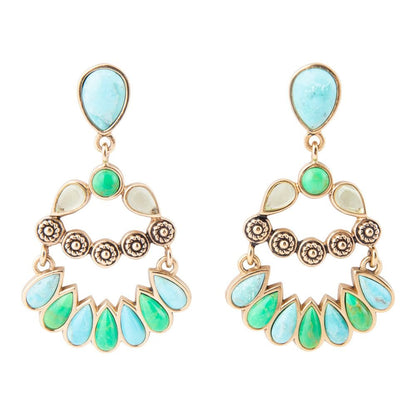 Legacy Blue and Lime Turquoise Golden Post Drop Earrings Barse Jewelry