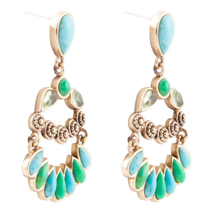 Legacy Blue and Lime Turquoise Golden Post Drop Earrings Barse Jewelry