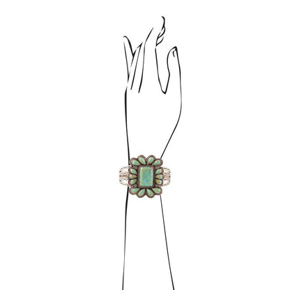 Blue Turquoise Golden Statement Cuff Bracelet Barse Jewelry