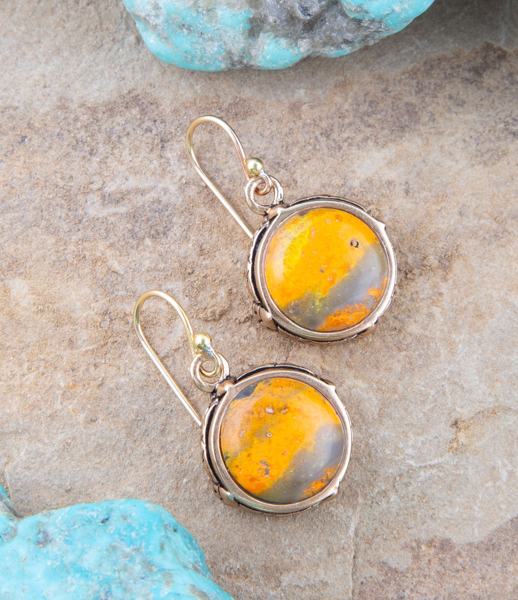 Bumblebee Jasper Round Drop Earrings Barse Jewelry