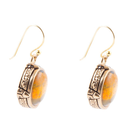 Bumblebee Jasper Round Drop Earrings Barse Jewelry