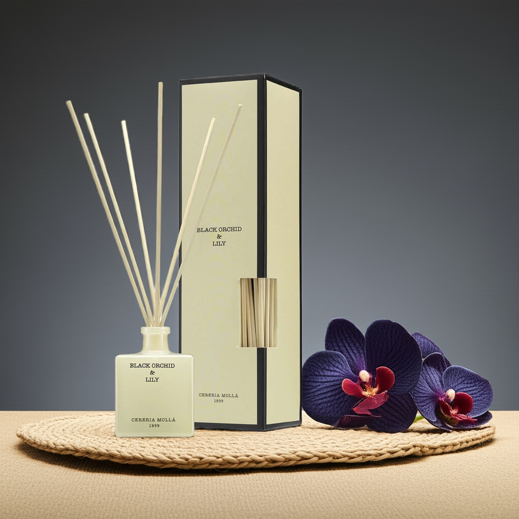 Cereria Molla - Premium Reed Diffuser - Black Orchid & Lily - Coastous