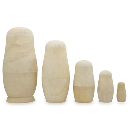 Set of 5 Unfinished Wooden Nesting Dolls DIY Craft Blanks for Painting 6 Inches BestPysanky