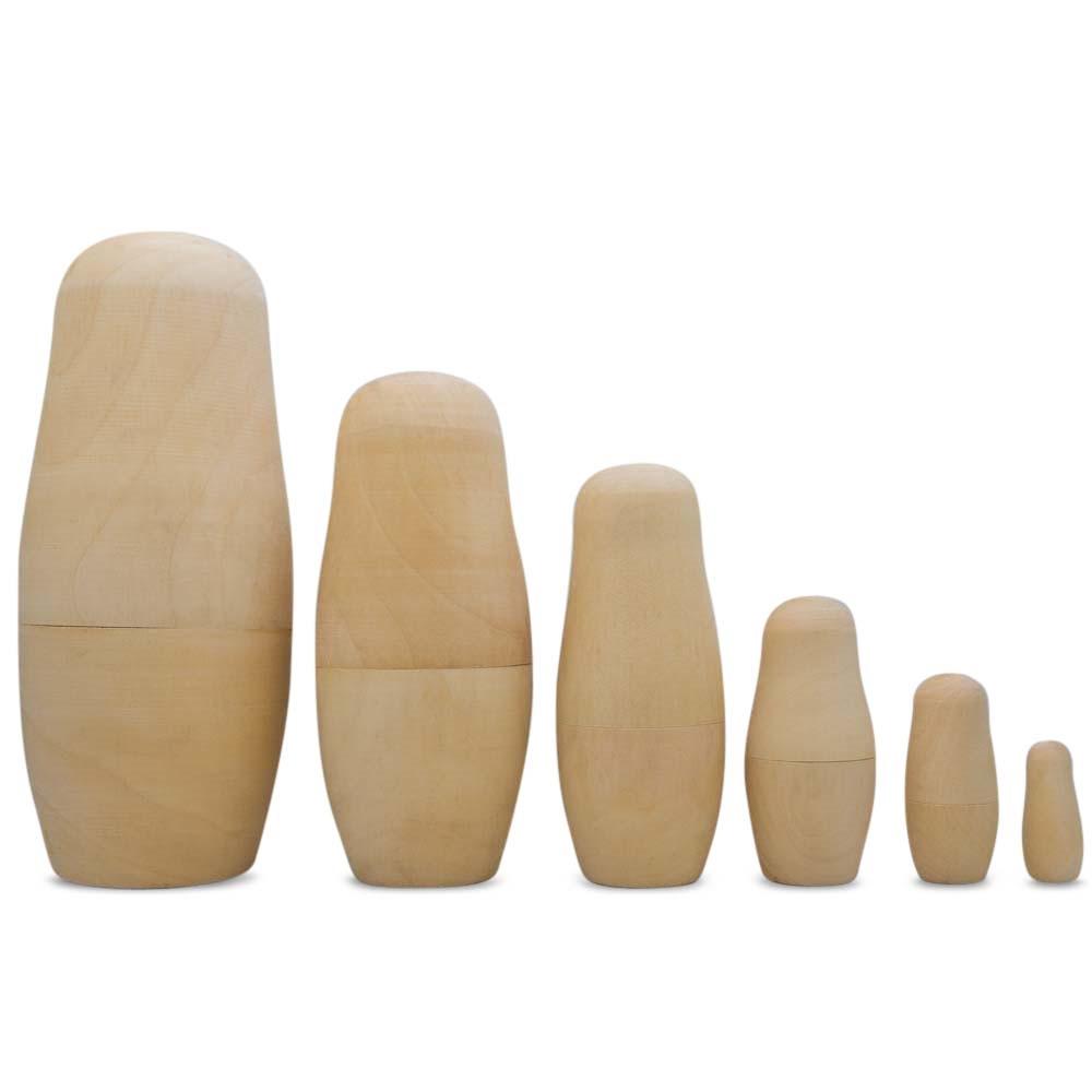 Set of 6 Unfinished Wooden Nesting Dolls DIY Craft Blanks for Painting 6.5 Inches