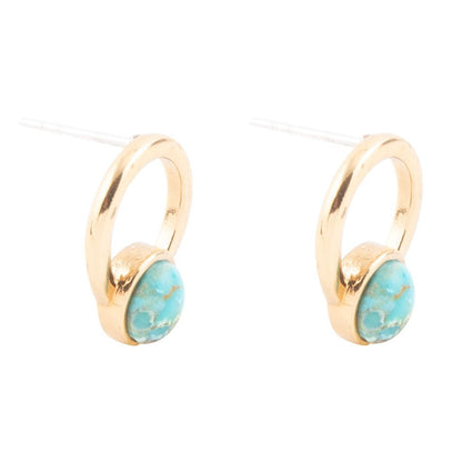 Calgary Blue Turquoise Post Golden Earrings Barse Jewelry