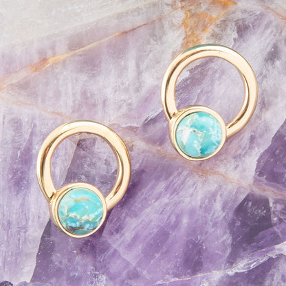 Calgary Blue Turquoise Post Golden Earrings Barse Jewelry
