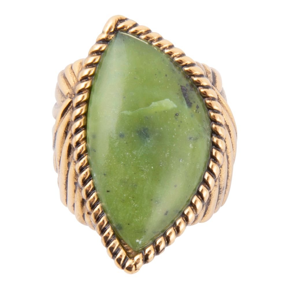 Canadian Green Jade Golden Statement Ring Barse Jewelry