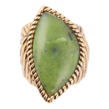 Canadian Green Jade Golden Statement Ring Barse Jewelry