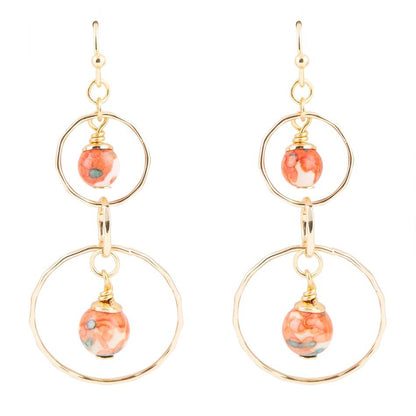 Canyon Red Magnesite Double Drop Golden Earrings Barse Jewelry