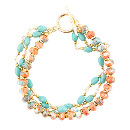 Canyon Blue and Orange Magnesite Golden Toggle Bracelet Barse Jewelry