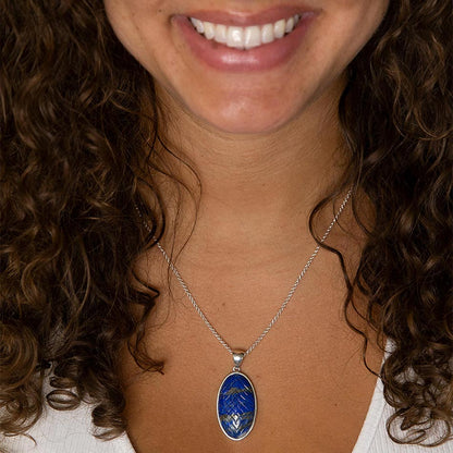 Carved Blue Lapis Sterling Silver Pendant Necklace Barse Jewelry