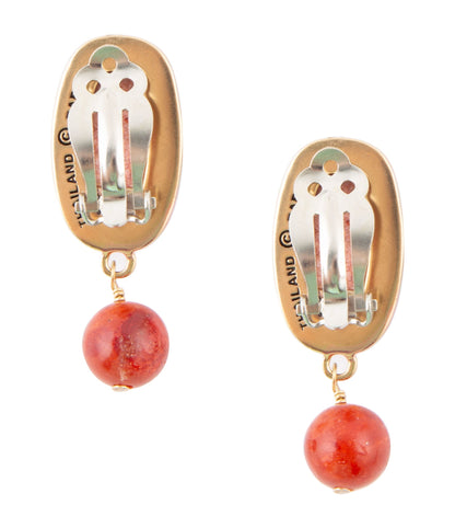 Catalina Orange Sponge Coral Golden Clip-On Earrings Barse Jewelry