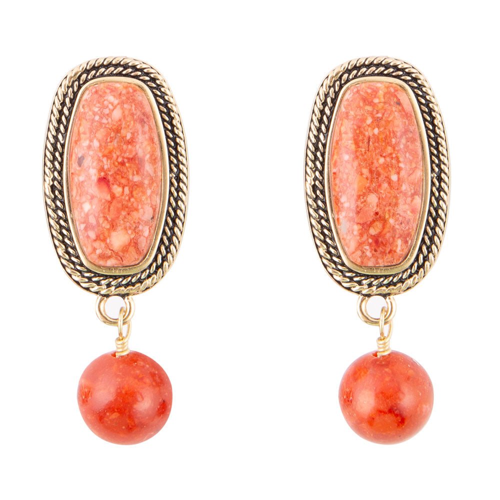 Catalina Orange Sponge Coral Golden Clip-On Earrings Barse Jewelry