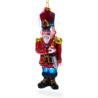 Nutcracker Soldier Glass Christmas Ornament