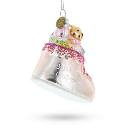 Teddy Bear Baby's First Glass Christmas Ornament