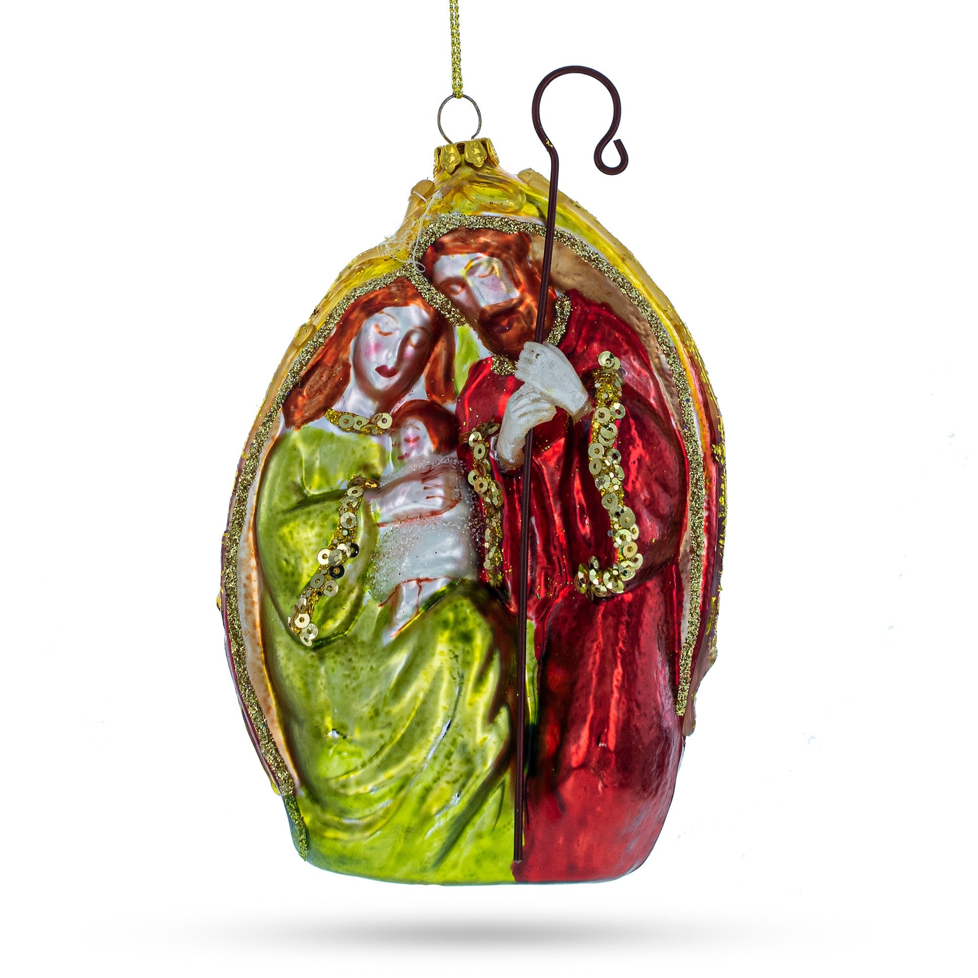 Nativity Scene Glass Christmas Ornament