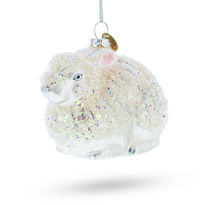 White Sparkling Bunny Glass Christmas Ornament BestPysanky
