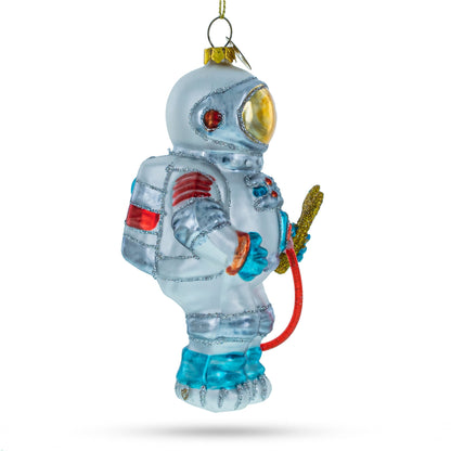 Astronaut in Open Space Glass Christmas Ornament