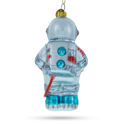 Astronaut in Open Space Glass Christmas Ornament