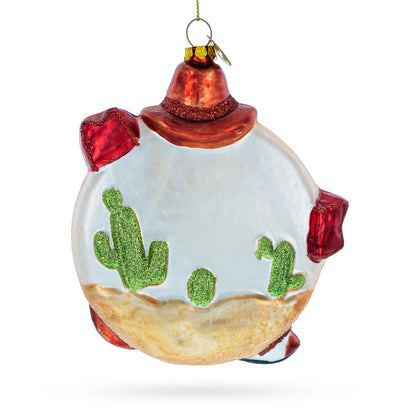 Western Ensemble with Guitar, Cowboy Boots Glass Christmas Ornament