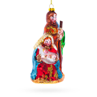 Sacred Holy Family Glass Christmas Ornament