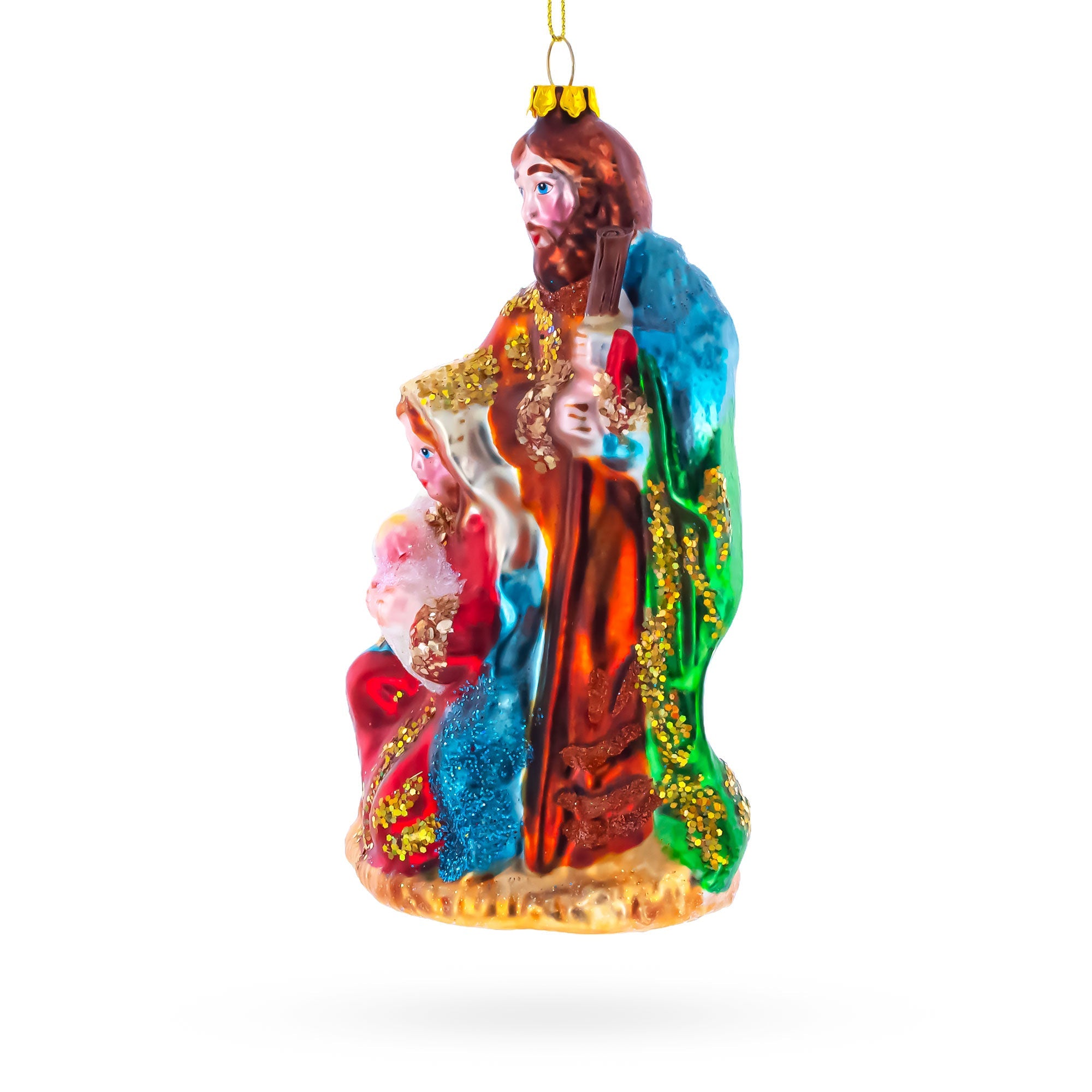 Sacred Holy Family Glass Christmas Ornament