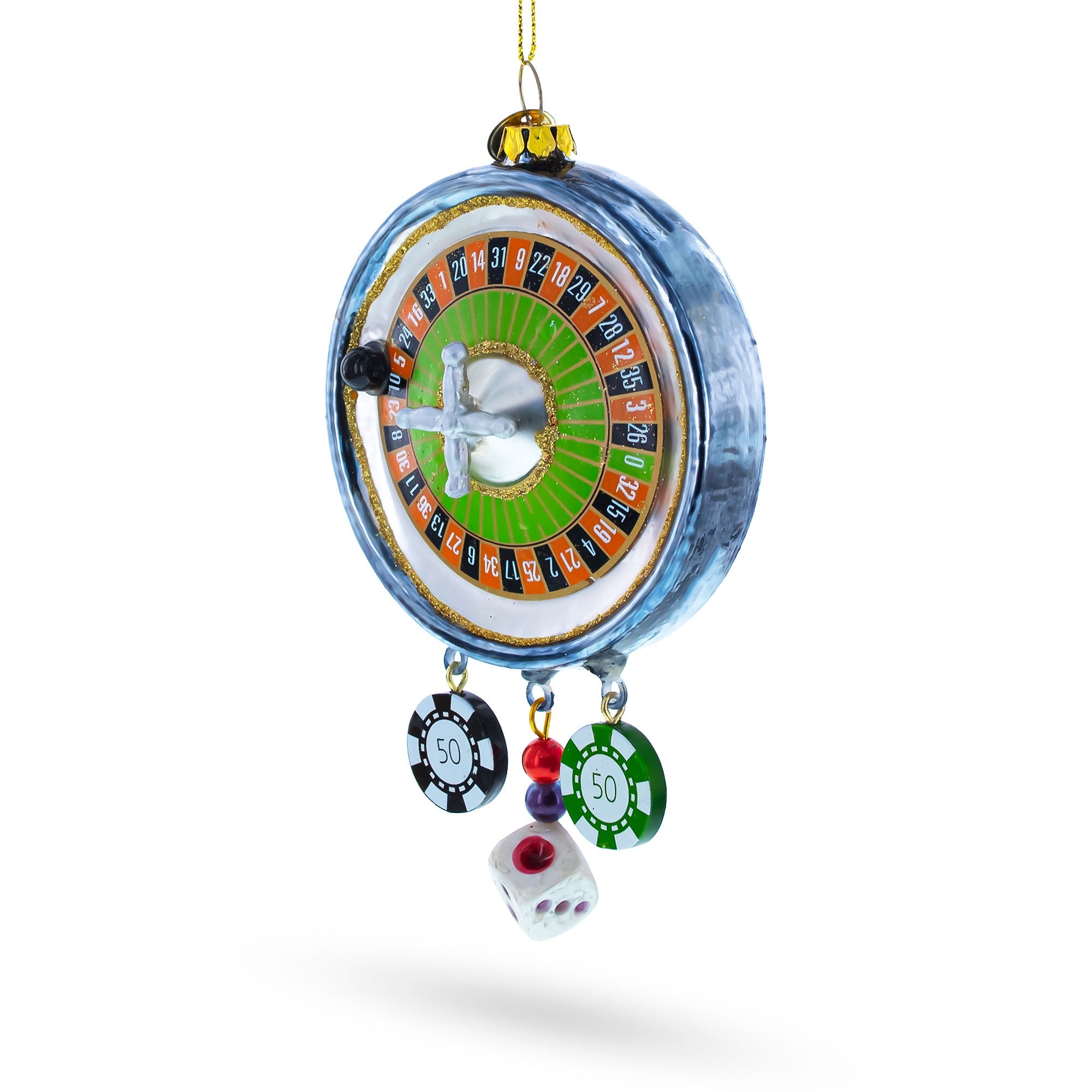 Roulette and Casino Poker Chip Glass Christmas Ornament BestPysanky