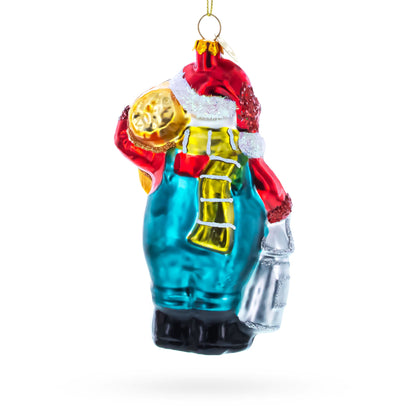 Cow Carrying Milk Jug Glass Christmas Ornament