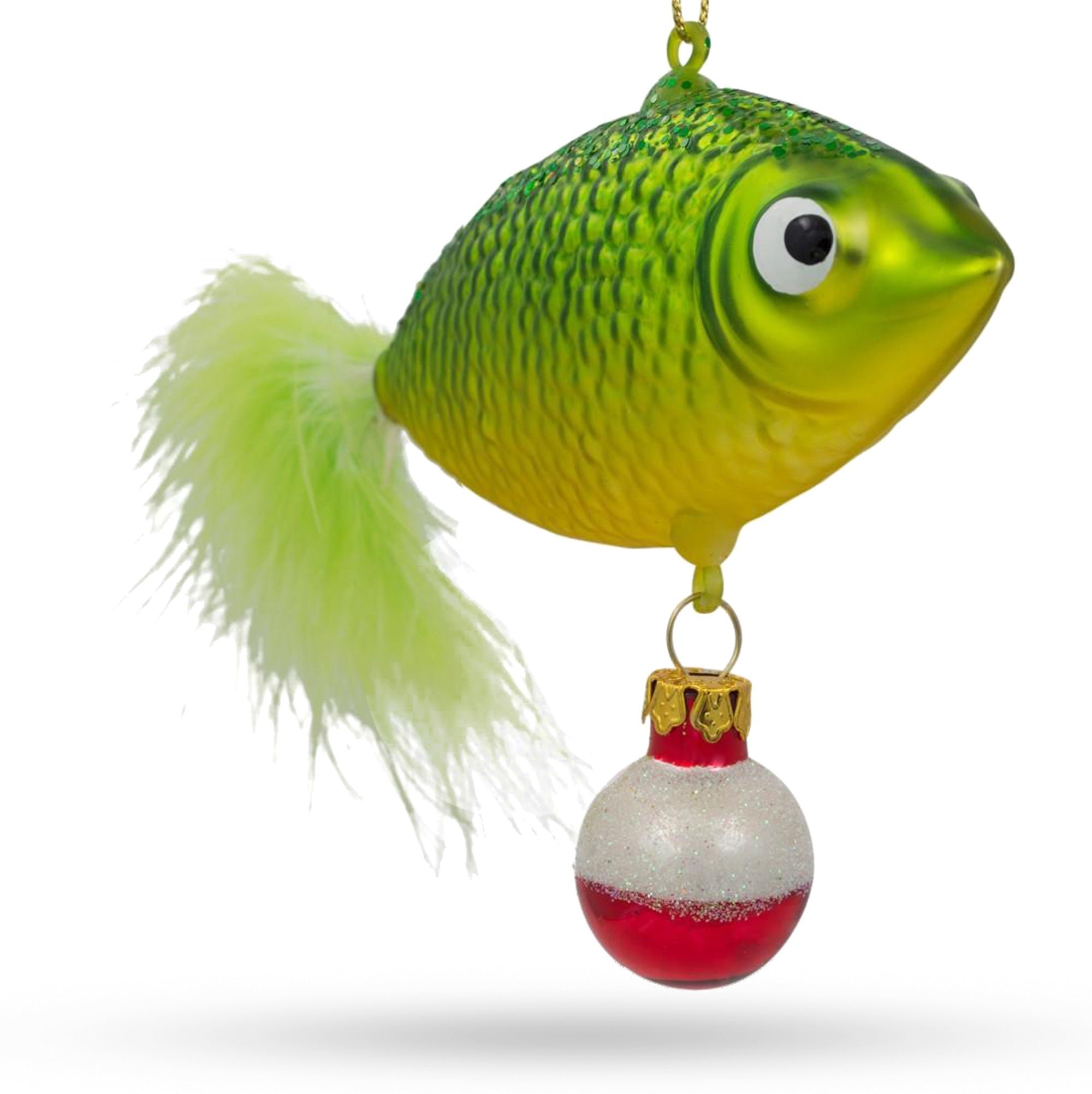 Gone Fishing Glass Christmas Ornament