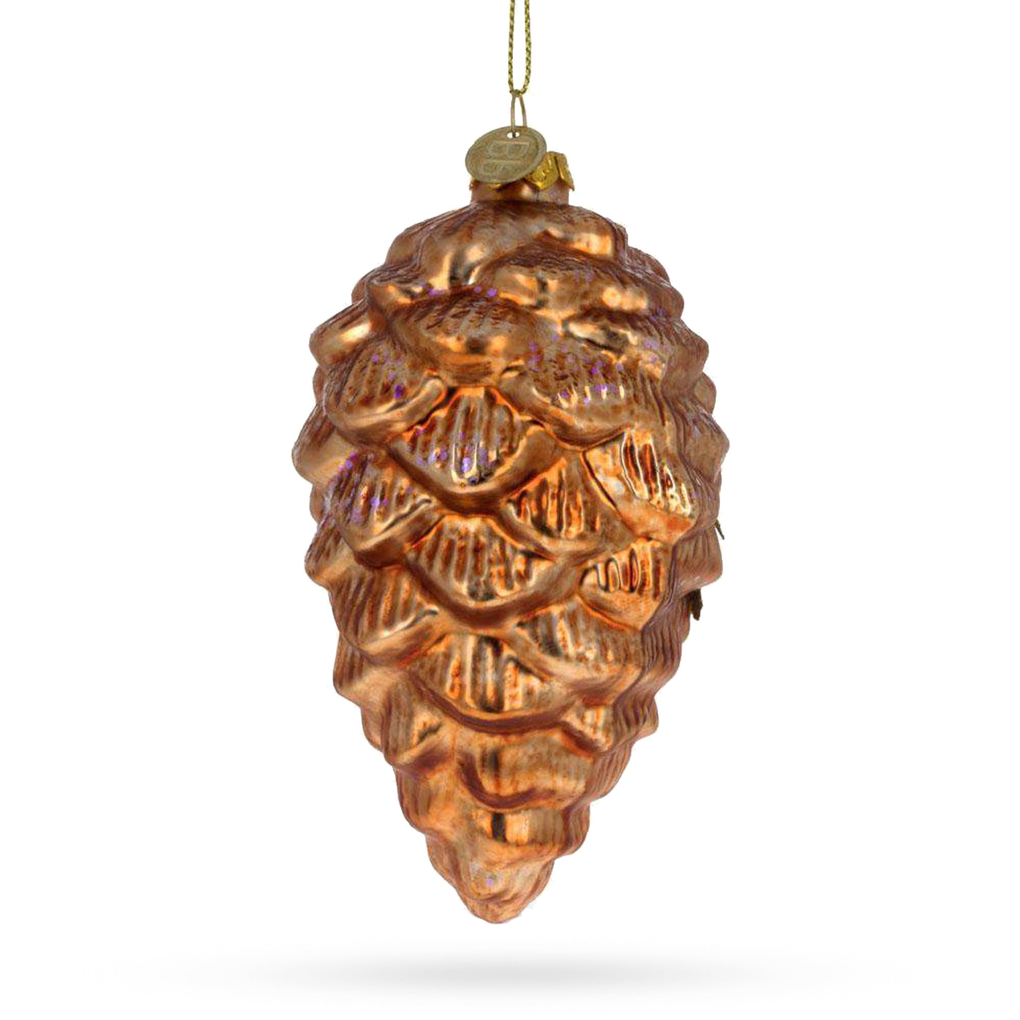 Wise Owl Nestled in Pine Cone Glass Christmas Ornament