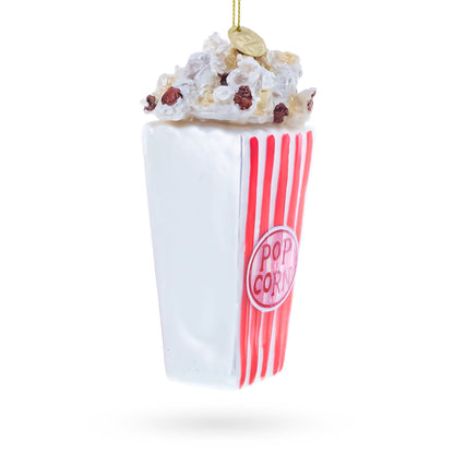 Popcorn Bucket Glass Christmas Ornament