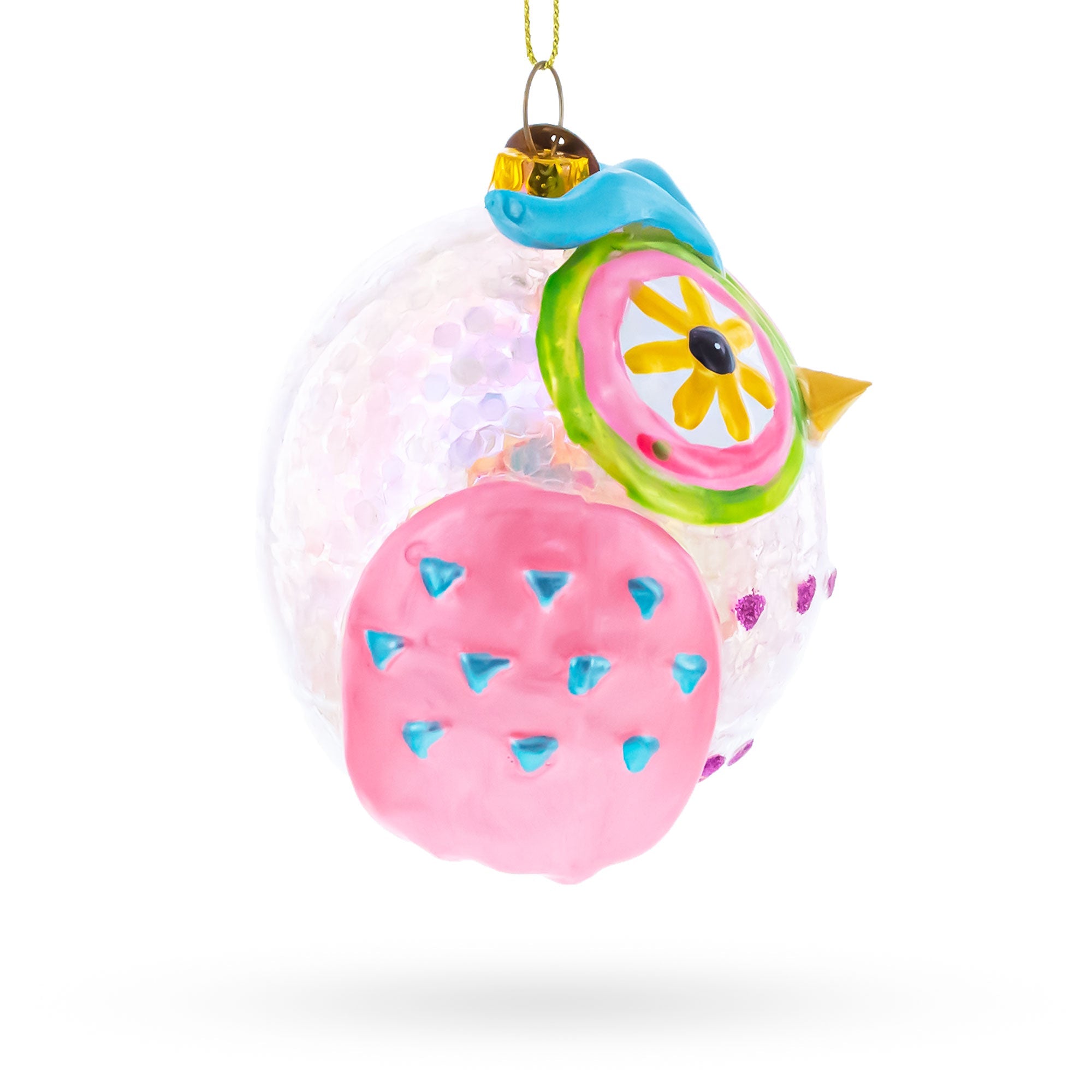 Sage Wise Owl Glass Christmas Ornament