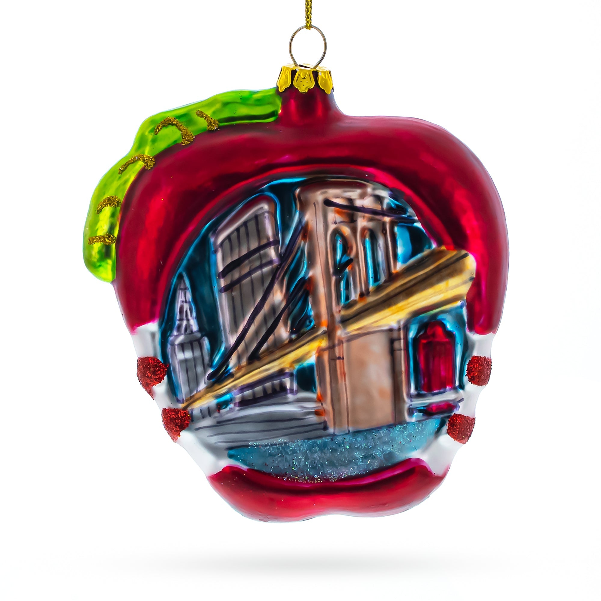 New York City Apple Symbol Glass Christmas Ornament