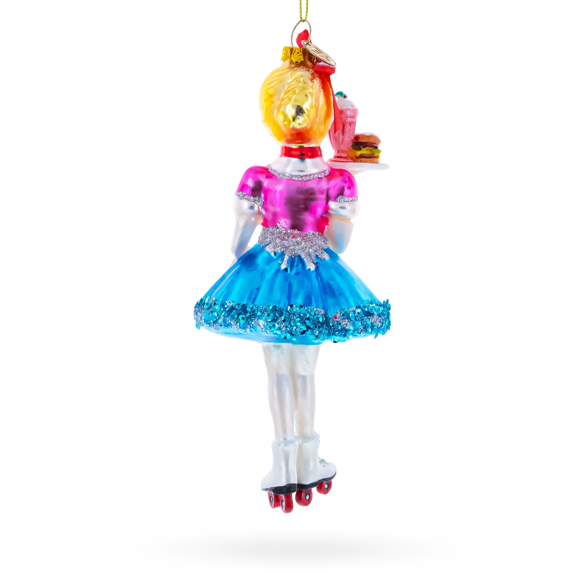Waitress Carrying Food Glass Christmas Ornament