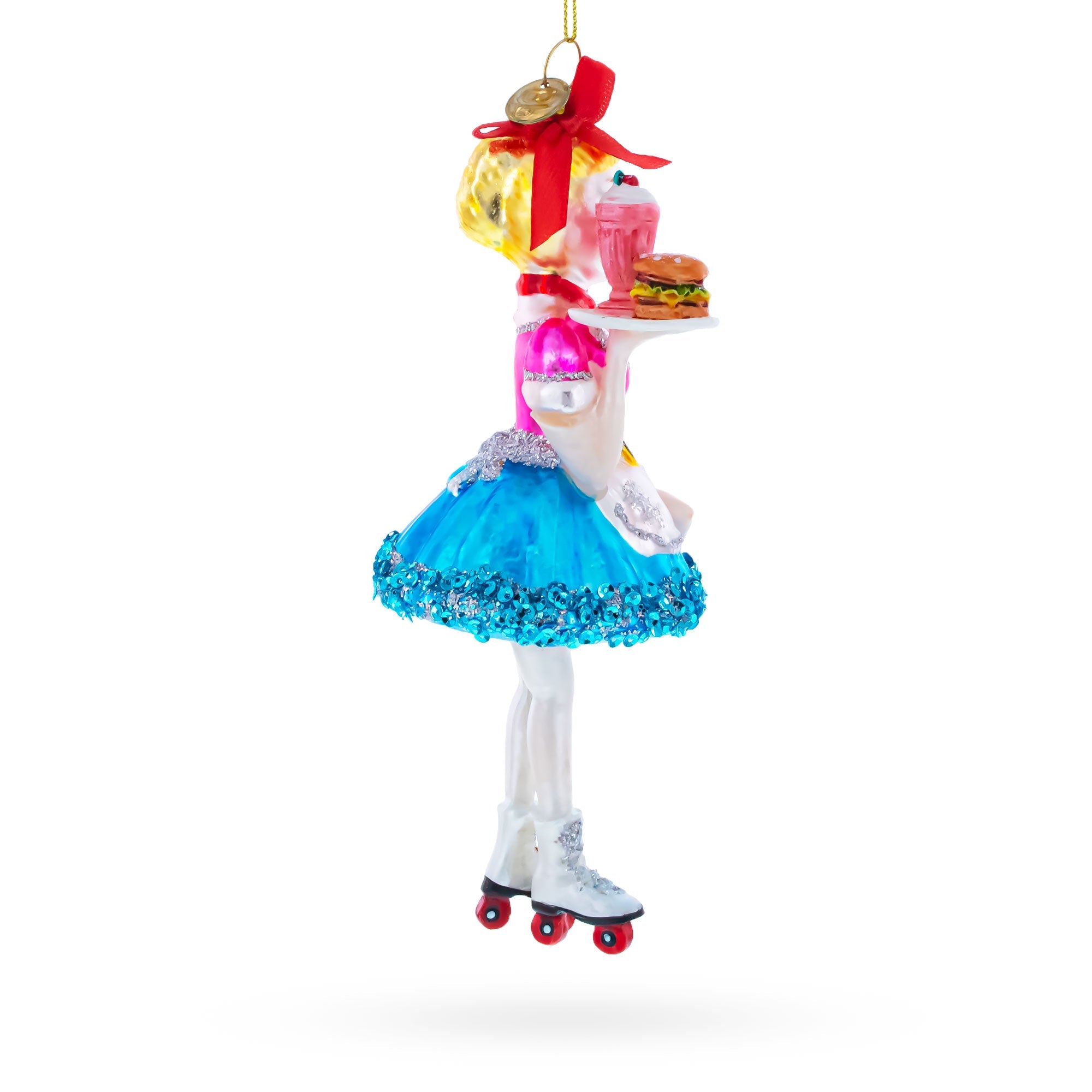 Waitress Carrying Food Glass Christmas Ornament