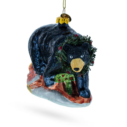 Black Bear Glass Christmas Ornament