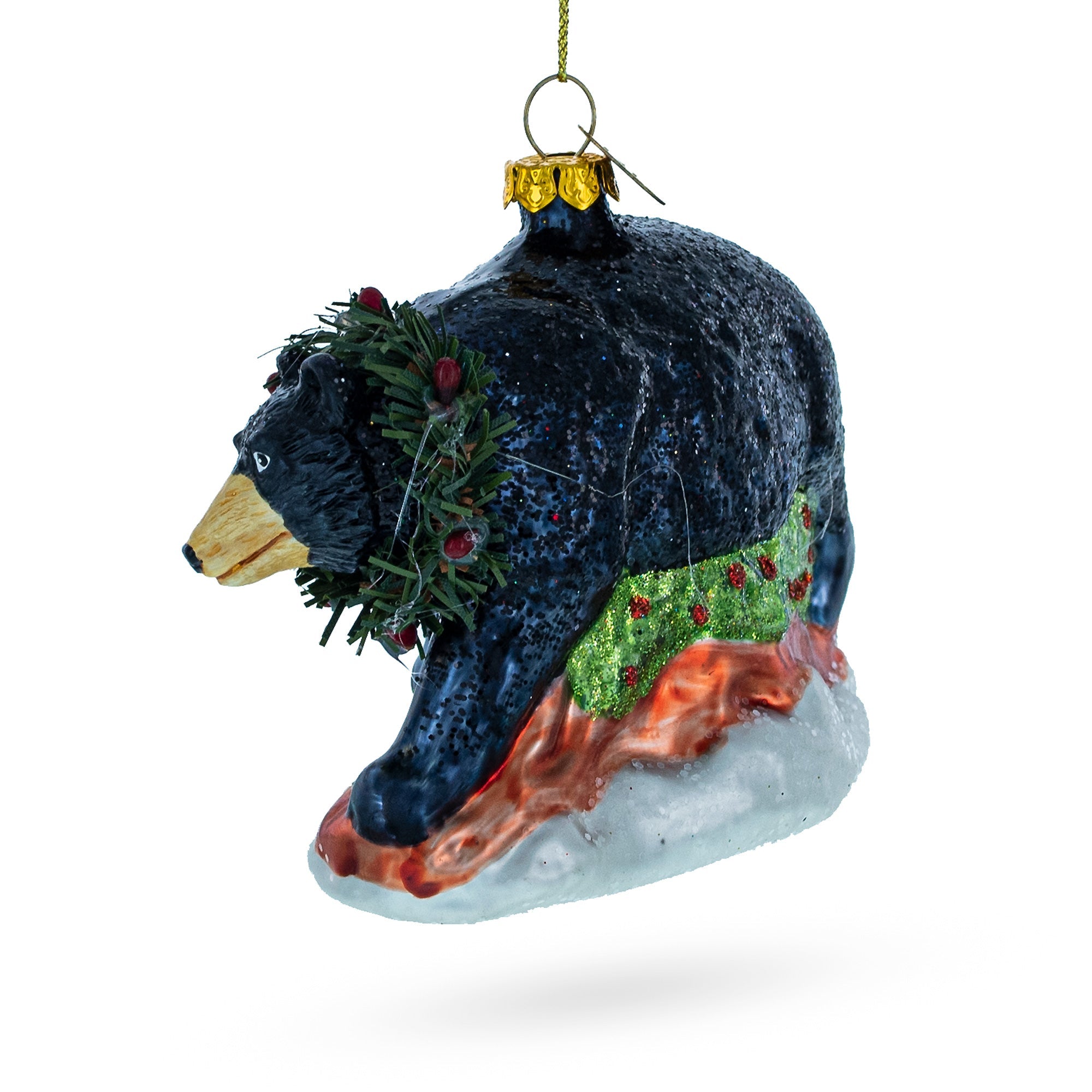 Black Bear Glass Christmas Ornament